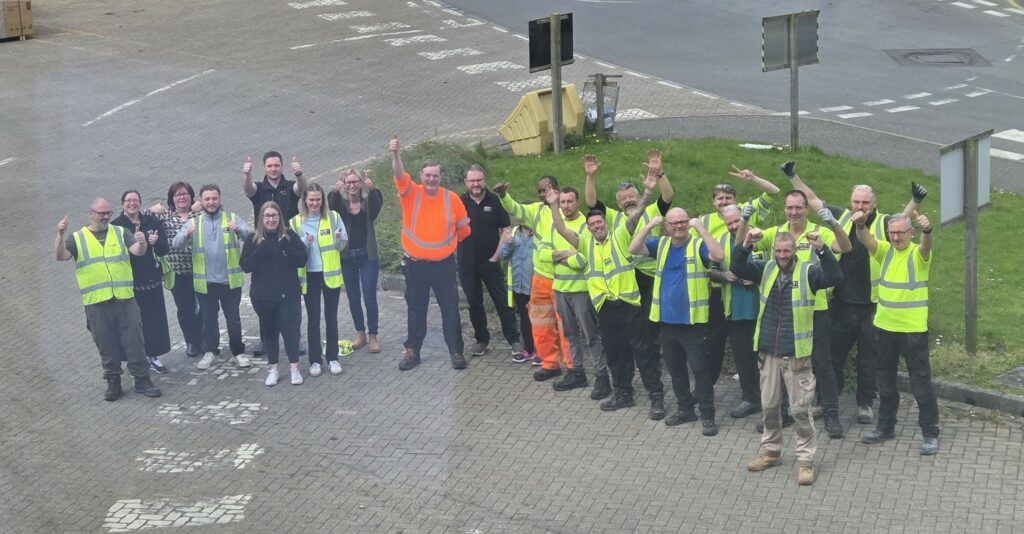 The National Timber Systems team in Sheffield waving